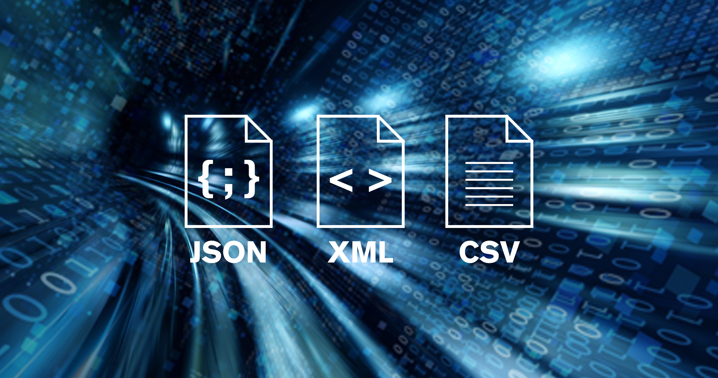 icons of 3 formats for exporting data using Orchestrator Studio